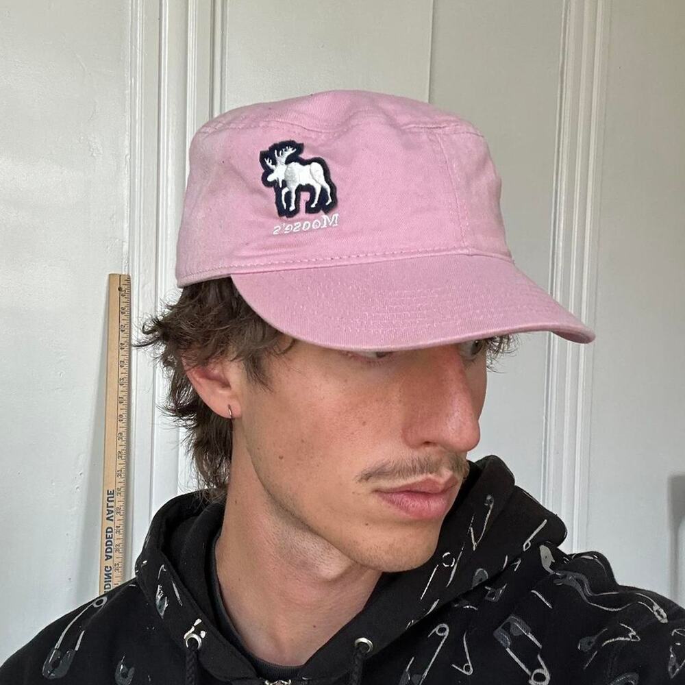 Vintage Y2K 00s Pink Moose Preppy Newsboy Mini Brim Cadet Cap